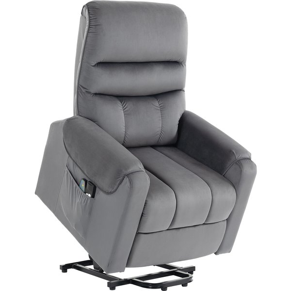 Homcom Fauteuil Releveur éLectrique Massage Vibration Et Chaleur, Fauteuil Relax éLectrique En Velours, Gris Foncé-image