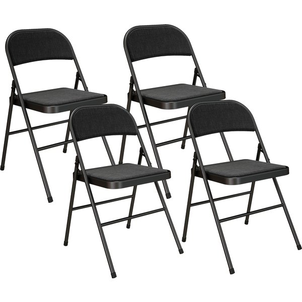Homcom Lot De 4 Chaises Pliantes Chaises De Salle à Manger Portables Cadre En Acier 45 X 46 X 78 Cm Noir-image