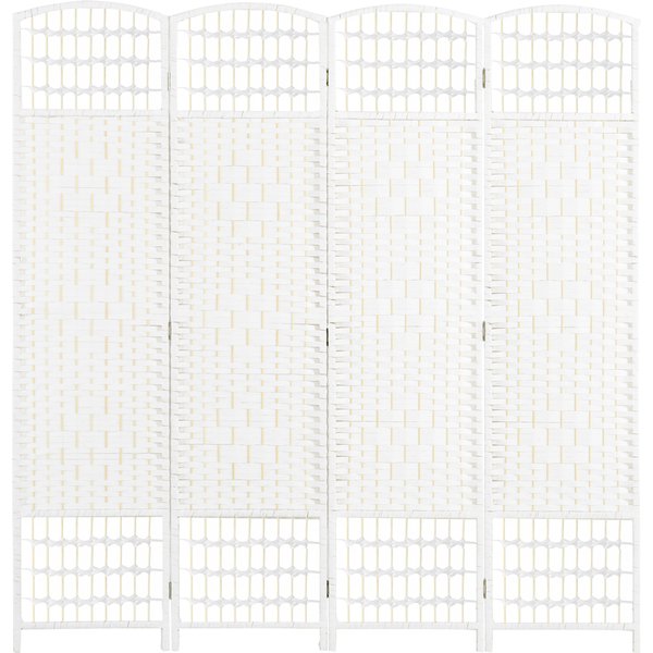 Homcom Paravent IntéRieur En Bois SéParateur De PièCe Cloison Pliable 4 Panneaux 160 X 170 Cm Blanc-image