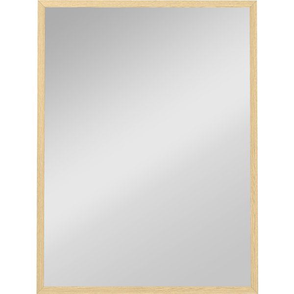 Homcom Miroir Mural Rectangulaire 80 X 60 Cm, Cadre En Bois Naturel, IdéAl Pour La Salle De Bain, Salon Ou Chambre-image