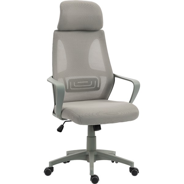 Vinsetto Fauteuil De Bureau, Fauteuil Avec Fonction Bascule RéGlable En Hauteur Avec Appuie-TêTe, Soutien Lombaire Gris-image