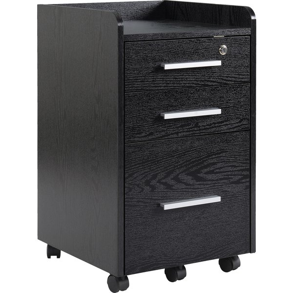 HOMCOM Three-Drawer Lockable Filing Cabinet - Black
