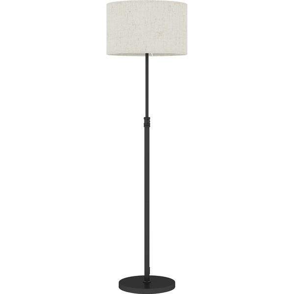 Homcom Lampadaire Avec TéLéCommande, Hauteur RéGlable, Abat-Jour En Tissu, Pied En MéTal, Luminosité RéGlable, Interrupteur Au Pied, Noir-image