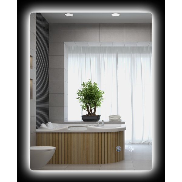 Kleankin Miroir Rectangulaire Miroir Mural Lumineux Led De Salle De Bain 80 X 60 Cm Luminosité RéGlable Blanc Transparent-image