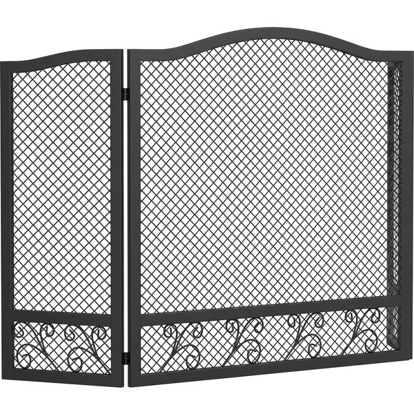 HOMCOM Kamin-Funkenschutz, 3-teiliger klappbarer Funkenschutz, florales Design, Metall, 107 x 60 cm, Schwarz Aosom
