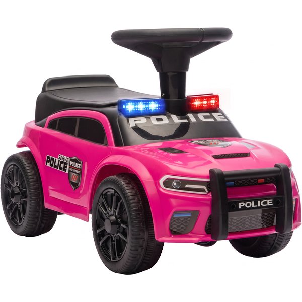 Aiyaplay Voiture Porteur De Police Pour Enfants De 18-36 Mois Avec LumièRe Musique Et Espace De Rangement 65X29,5X36 Cm Rose-image