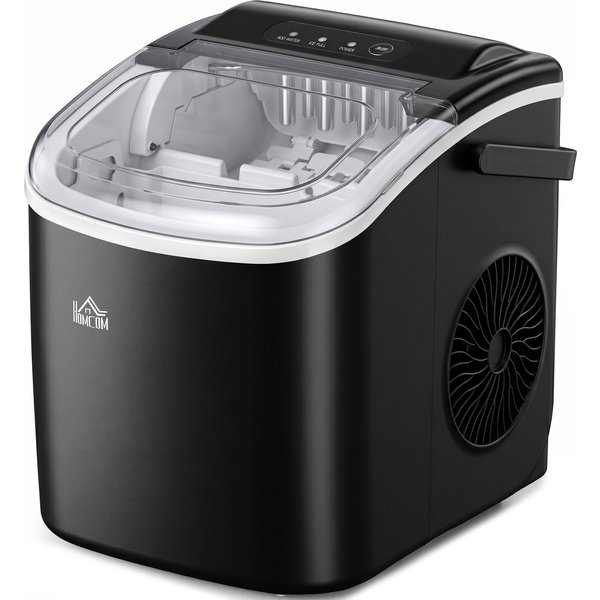 Homcom Machine à GlaçOns, 12Kg En 24H, 9 GlaçOns En 6-12 Minutes, Ice Maker Avec PoignéE, Panier Et Pelle, 22,2X29,4X29Cm, Noir-image