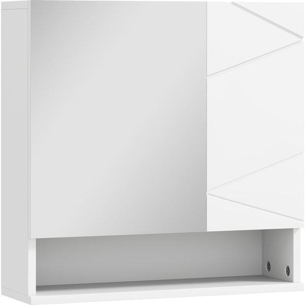 Kleankin Armoire Murale Miroir De Salle De Bain Placard De Rangement 2 Portes 55 X 17 X 55 Cm Blanc-image