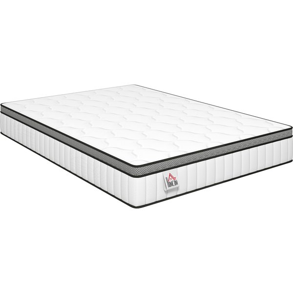 Homcom Matelas 140 X 190 Cm, 20Cm D'éPaisseur, Matelas à Ressorts EnsachéS 7 Zones Mousse à MéMoire Forme Au Gel RafraîChissant-image