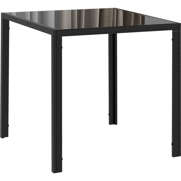 HOMCOM Modern Square Dining Table for 2-4 People, with Glass Top & Metal Legs, Black