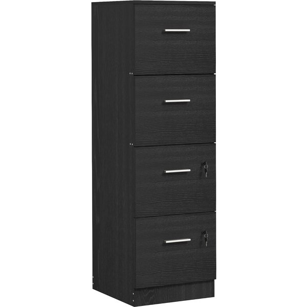 Homcom Caisson De Bureau 4 Tiroirs Serrures Barres RéGlables Pour Dossiers Format A4 Et Lettre 40X42X130,8 Cm Noir-image