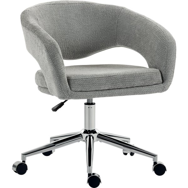 Homcom Chaise Bureau Ergonomique, Fauteuil De Bureau En Chenille Avec Hauteur RéGlable, Dossier Incurvé, Gris-image