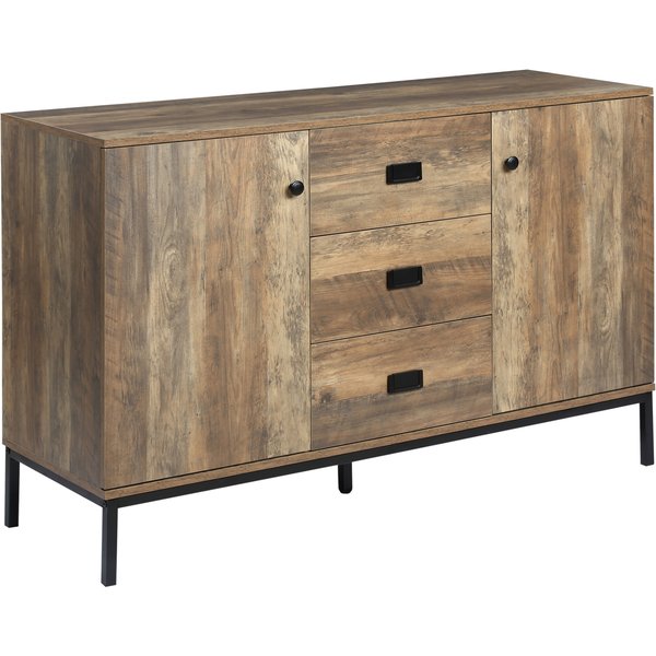 Homcom Meuble Buffet De Rangement 2 Placards éTagèRe RéGlable 3 Tiroirs Style Contemporain - Dim. 120L X 39,5L X 77H Cm-image