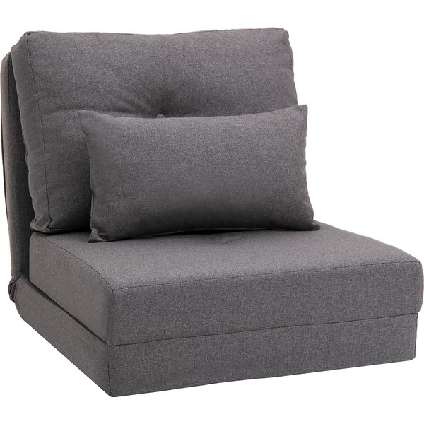HOMCOM Bodensessel 2-in-1 Klappbett mit verstellbarer Rückenlehne, Bodensofa mit Zierkissen, Leinen, bequemes Bodensitzkissen Aosom.de