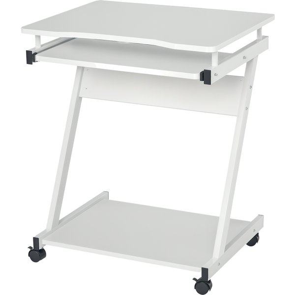 HOMCOM Movable Compact Small Computer PC Desk with 4 Moving Wheels Sliding Keyboard Tray Home Office Gaming Study Workstation White Aosom UK