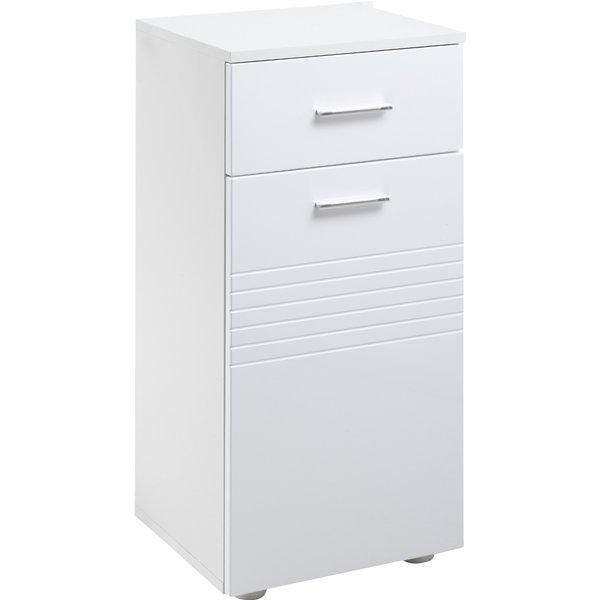 kleankin Badezimmerschrank Badschrank Multifunktionsschrank mit 1 Schublade 1 Türschrank Regal verstellbar Spanplatte Weiß 35 x 30 x 77,5 cm Aosom