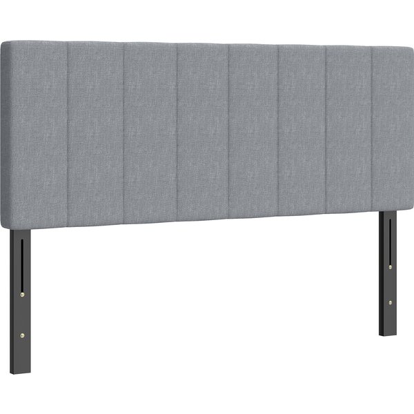 HOMCOM Kopfteil 3-fach höhenverstellbar Bettkopfteil mit Metallbeinen gesteppt Polsterkopfteil mit Leinenoptik für Schlafzimmer 160 x 10 x 106/116/126 cm Grau Aosom