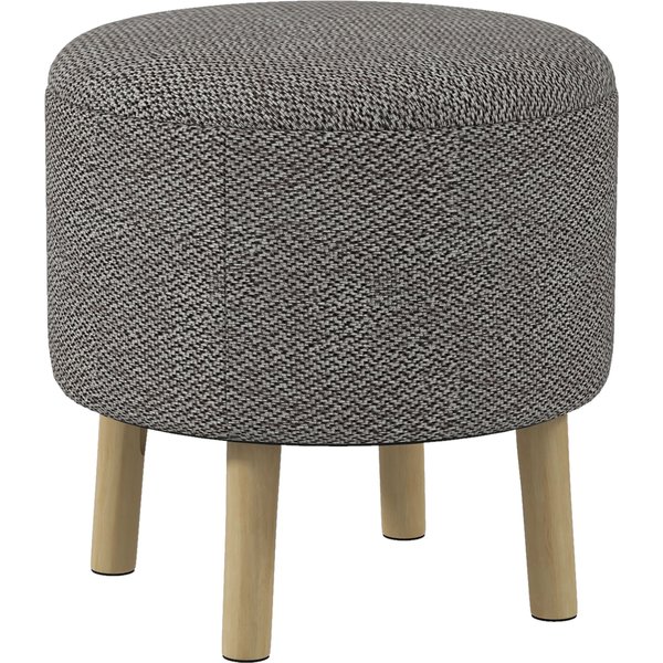 HOMCOM Round Linen-Look Storage Ottoman - Light Grey | Aosom Ireland