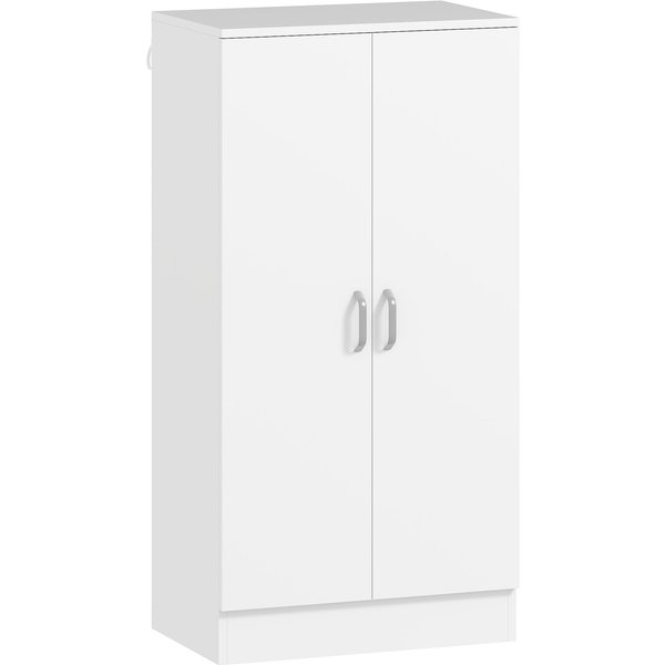 Homcom Meuble à Chaussures D'entréE Avec 2 Portes 6 ÉTagèRes Ajustables Pour 14 Paires De Chaussures 55X35X108 Cm Blanc-image