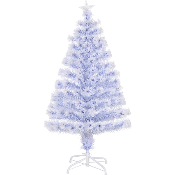 HOMCOM künstlicher Weihnachtsbaum mit 3 LED-Leuchten Tannenbaum PVC Metall Weiß Blau Ø60 x 120H cm für festliche Dekoration Aosom.de