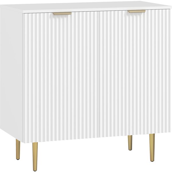 Homcom Buffet Cuisine, Meuble De Rangement Avec 2 Portes, ÉTagèRe RéGlable, Pieds MéTalliques SuréLevéS, 80 X 40 X 80 Cm, Blanc-image