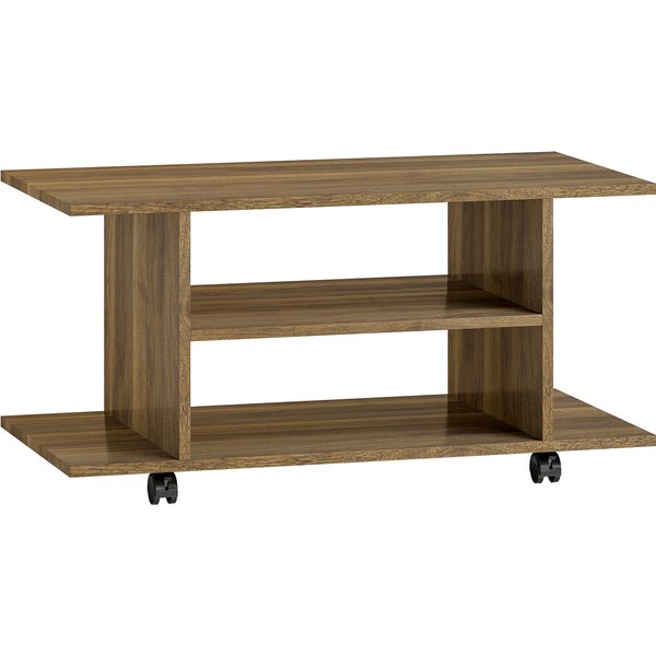 Homcom Meuble Tv Avec Roulettes 80 Cm, Meuble TéLé Pour TéLéViseur Jusqu'à 42 Pouces Avec éTagèRes Ouvertes, Noir-image