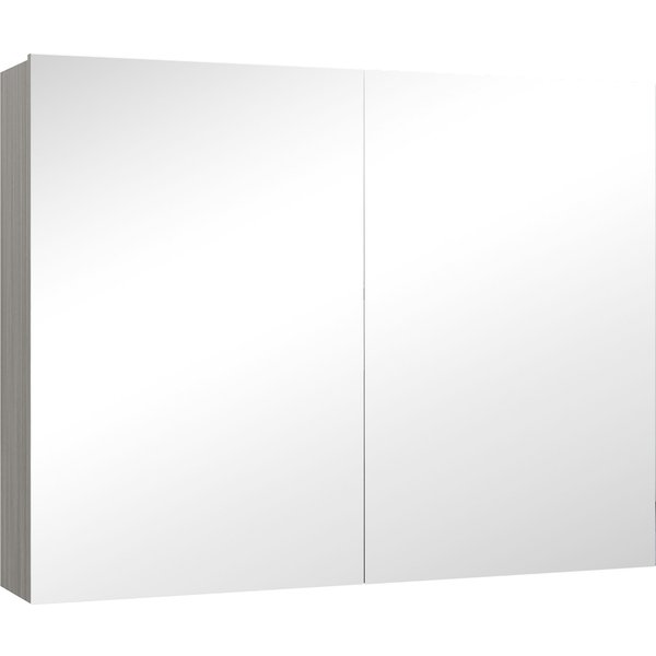 Homcom Armoire Murale Salle De Bain Avec Miroir, Meuble Salle De Bain, Double Portes Et éTagèRes RéGlables, 80X15X60Cm, Gris-image
