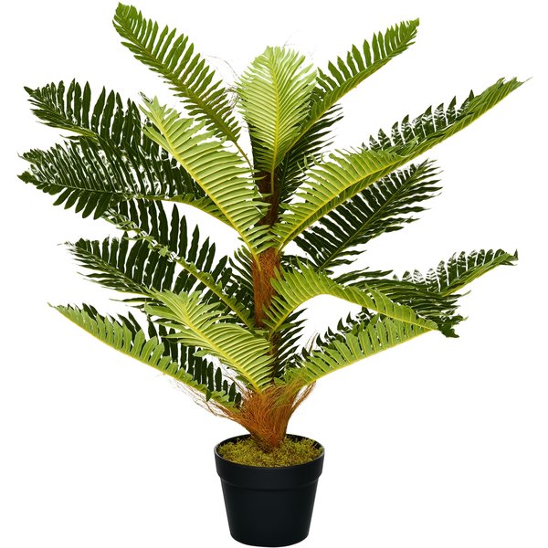 Homcom Plante Artificielle Palmier 85 Cm Avec 18 Grandes Feuilles Grand RéAlisme Pot Inclus-image