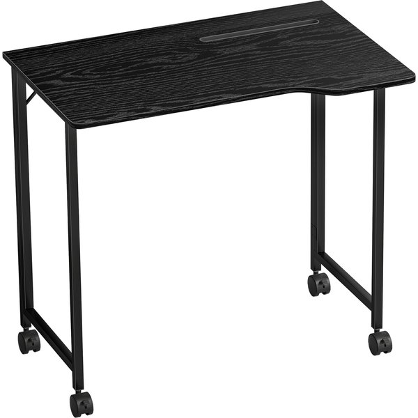HOMCOM Folding Small Desk on Wheels - Black Wood Effect