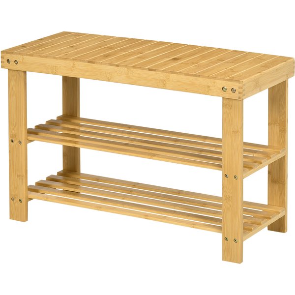 Outsunny Banc à Chaussures Bambou ÉCologique Rangement Design Naturel Aosom France-image