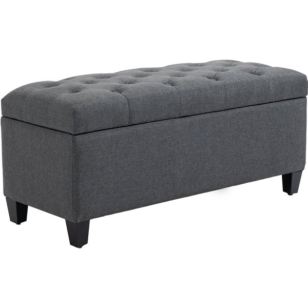 Homcom Banc De Rangement Pouf Salon Bout De Lit Coffre De Rangement Pour Salon, Chambre, EntréE, 100 X 40 X 44 Cm, Gris Foncé-image