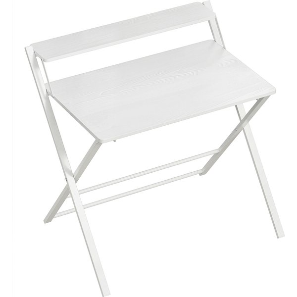 HOMCOM Compact Folding Desk for Small Spaces with Storage Shelf for Home Office, White