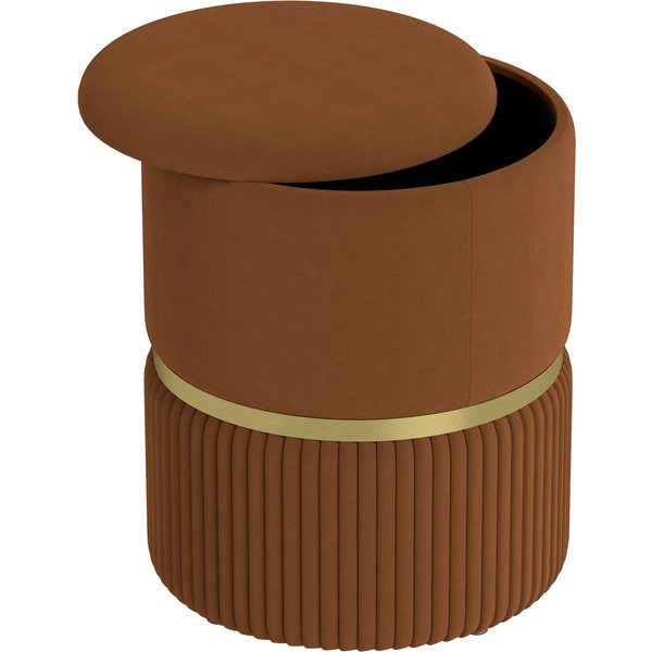 HOMCOM Velvet-Feel Storage Ottoman - Brown