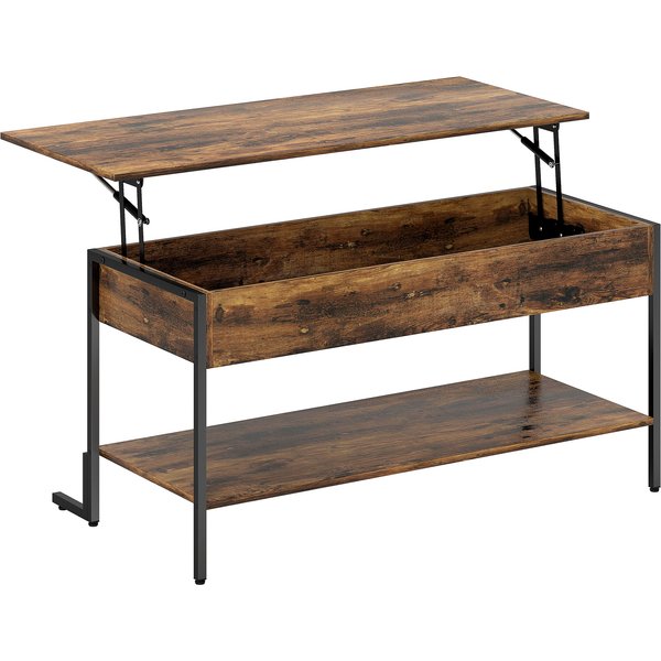 HOMCOM Lift-Top Coffee Table, with Storage - Rustic Brown