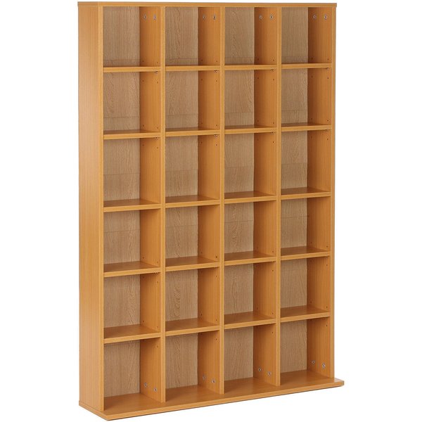 HOMCOM CD Storage Unit, DVD Storage Shelf Rack Media Storage Unit Shelves Racks Wooden Bookcase Display Unit with 4 Adjustable Shelves Wood Aosom UK