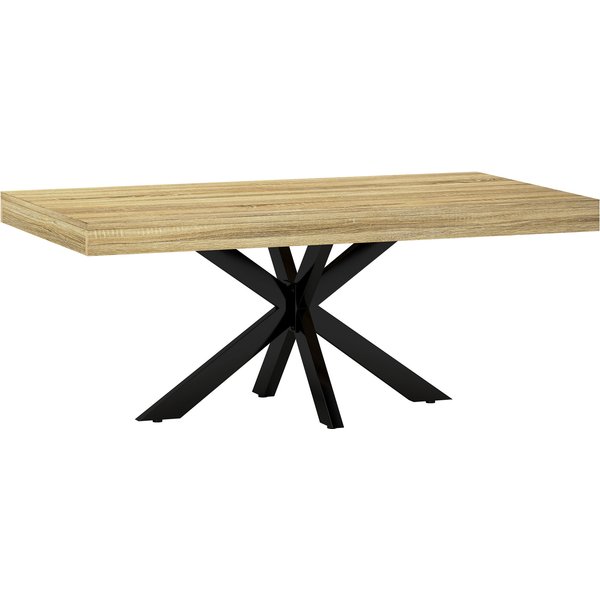 Homcom Table Basse Rectangulaire Table D'appoint Style Industriel En MéTal Noir Et Plateau Aspect Bois - Dim. 110 X 60 X 45Cm-image