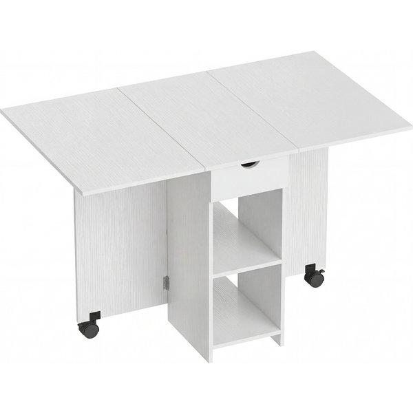 Homcom Table à Manger Pliante, Table De Cuisine Extensible Pour 2 à 4 Personnes, 2 Abattants, 120 X 72 X 75 Cm, Blanc-image
