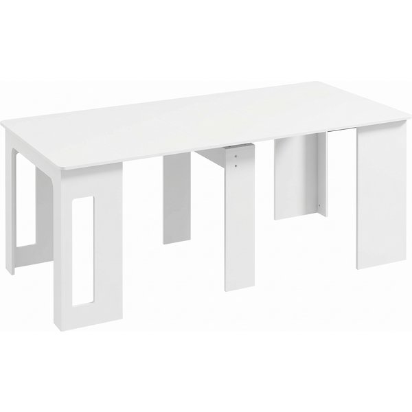 Homcom Table à Manger Pliante, Table Pliante Cuisine Extensible Jusqu'à 6 Personnes, Pour Petits Espaces, Salle à Manger, Blanc-image