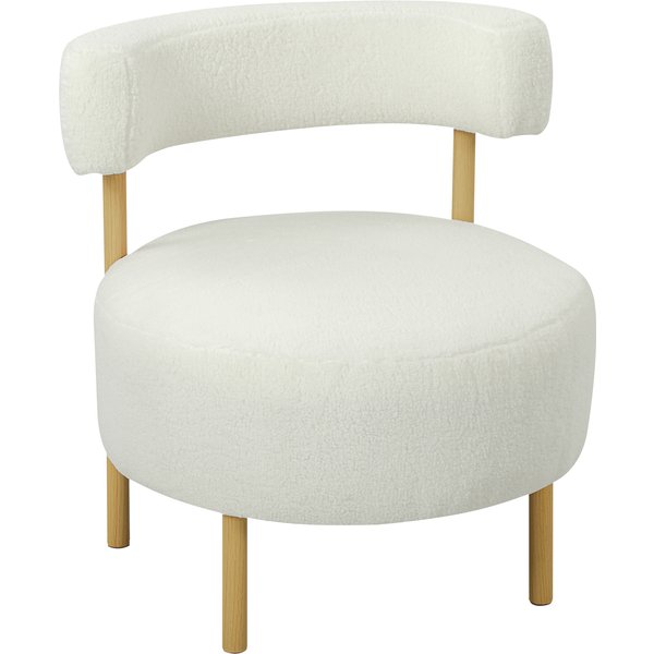 Homcom Canapé 1 Place En Tissu Bouclette, Fauteuil De Salon Rembourré Avec Dossier Incurvé, Assise Large, 67X67X71Cm, CrèMe-image
