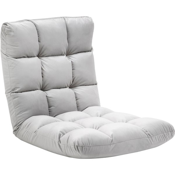 HOMCOM Bodenstuhl 3-in-1 klappbar mit verstellbarer Rückenlehne 13 Positionen Klappliege Grau Metall Schaumstoff 55x71x53,5cm für Wohnzimmer & Garten Aosom.de