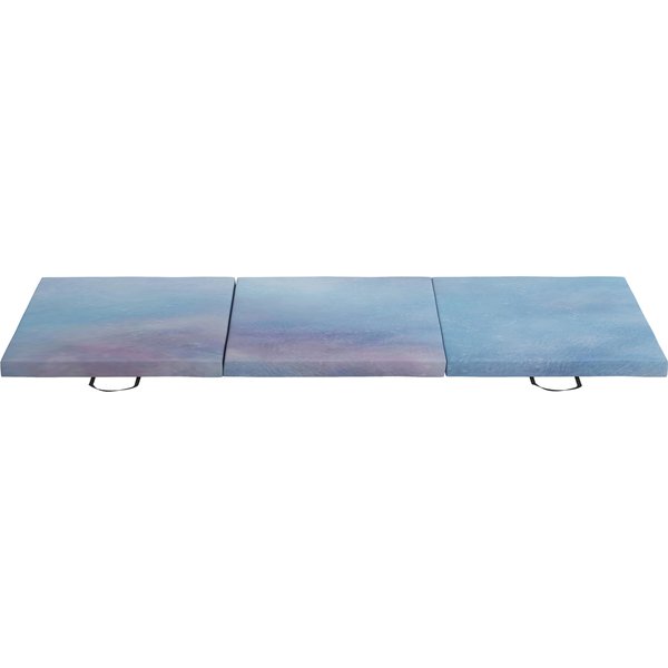 Homcom Tapis De Gymnastique Yoga Pilates Fitness Pliable En 3 Panneaux Avec PoignéEs RevêTement SynthéTique 180 X 60 X 5Cm Gris-image