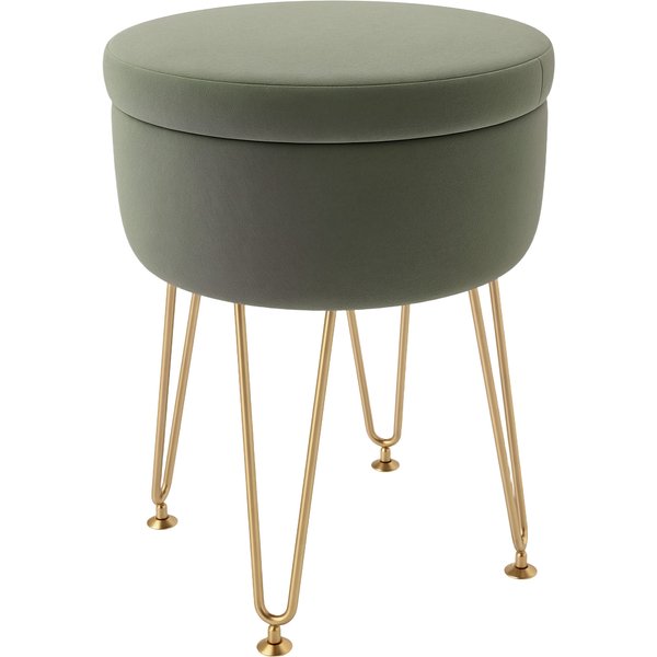 HOMCOM 5L Velvet-Feel Storage Ottoman - Green | Aosom Ireland