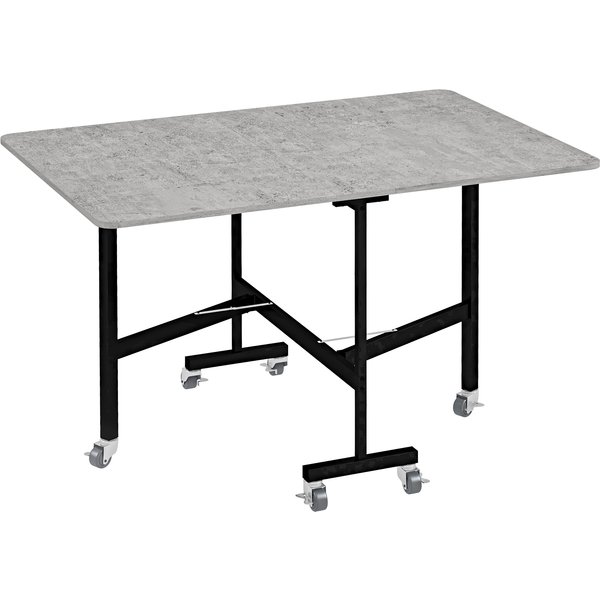 HOMCOM Drop Leaf Dining Table, Folding Kitchen Table with Metal Frame, Rolling Kitchen Dining Table for Small Spaces, Grey Aosom UK