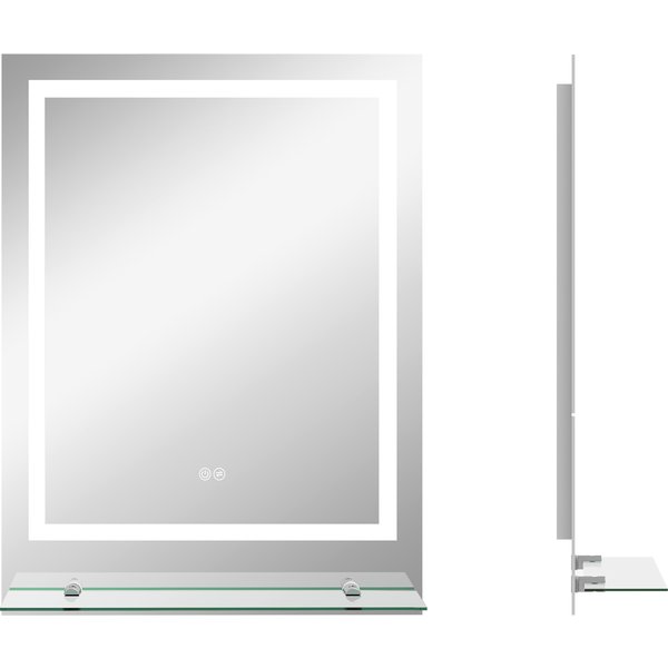 Kleankin Miroir Rectangulaire Mural Lumineux LED De Salle De Bain 80 X 60 Cm-image