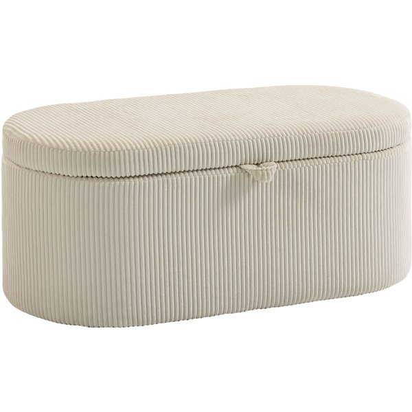 HOMCOM Sitzbank mit Stauraum Polsterbank 105 x 51 x 49 cm mit Streifenstruktur, Cord-Optik, Sitztruhe Bank bis 200 kg für Wohnzimmer, Schlafzimmer, Flur, Beige Aosom