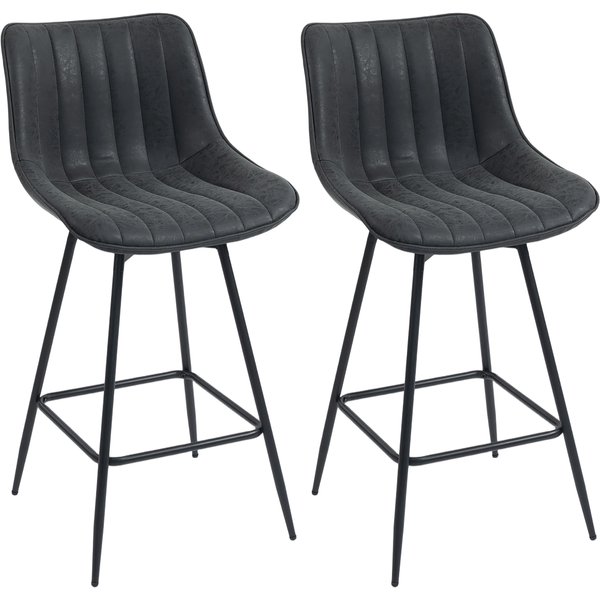 HOMCOM Set of 2 PU Leather Swivel Bar Stools - Black