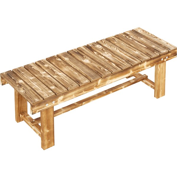 Outsunny 2-seater Outdoor Indoor Garden Wooden Bench Patio Loveseat Fir 110L x 38W x 35H cm Carbonised | Aosom Ireland