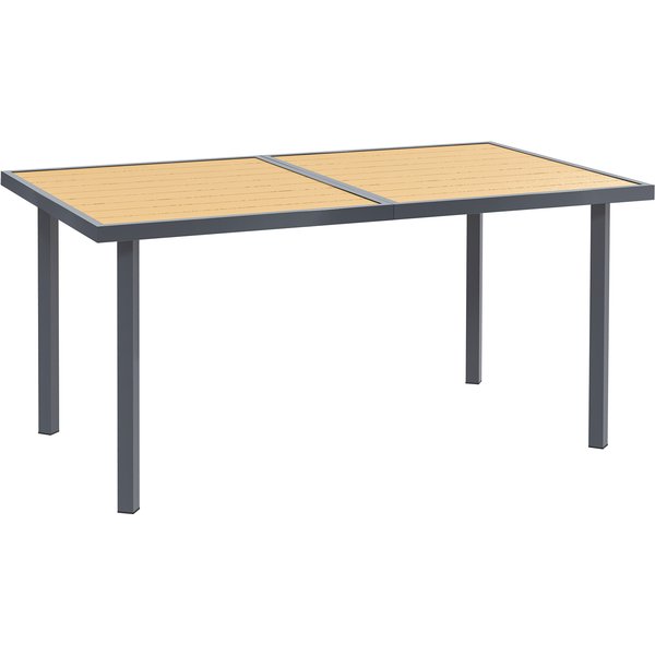 Outsunny Table à Manger De Jardin Pour 6 Personnes Table De Jardin Avec Plateau Effet Bois En Acier 150 X 90 X 72 Cm Bois Naturel-image