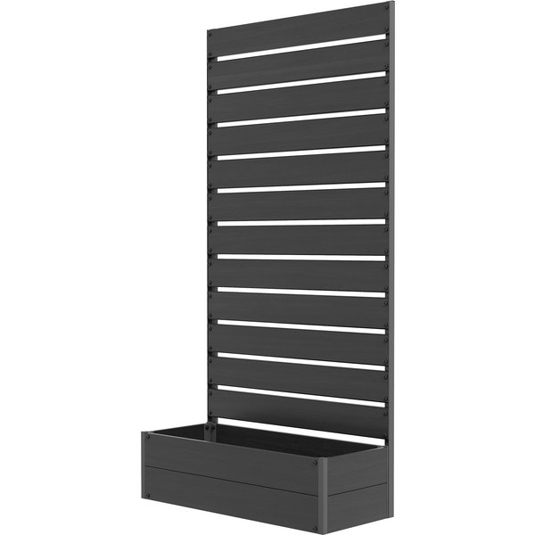 Outsunny JardinièRe SuréLevéE Avec Treillis Pour Plantes Grimpantes Bac à Fleurs De 64L, Composite Bois-Plastique Et Aluminium-image