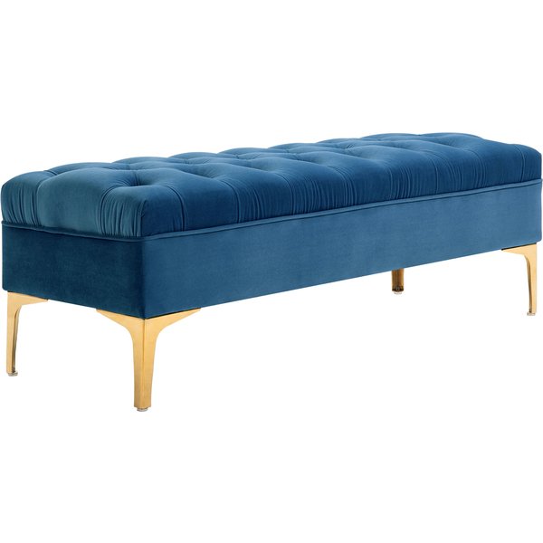 HOMCOM Sitzbank Bettbank Schuhbank Samt Blau 118 x 45 x 42 cm mit erhöhten Beinen für Schlafzimmer & Flur Aosom.de